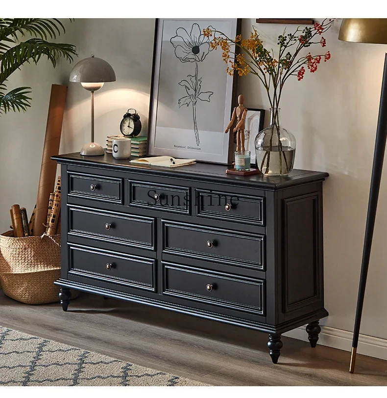 American black solid wood nine-chest cabinet living room retro storage cabinet
American black solid wood nine-chest cabinet living room retro storage cabinet