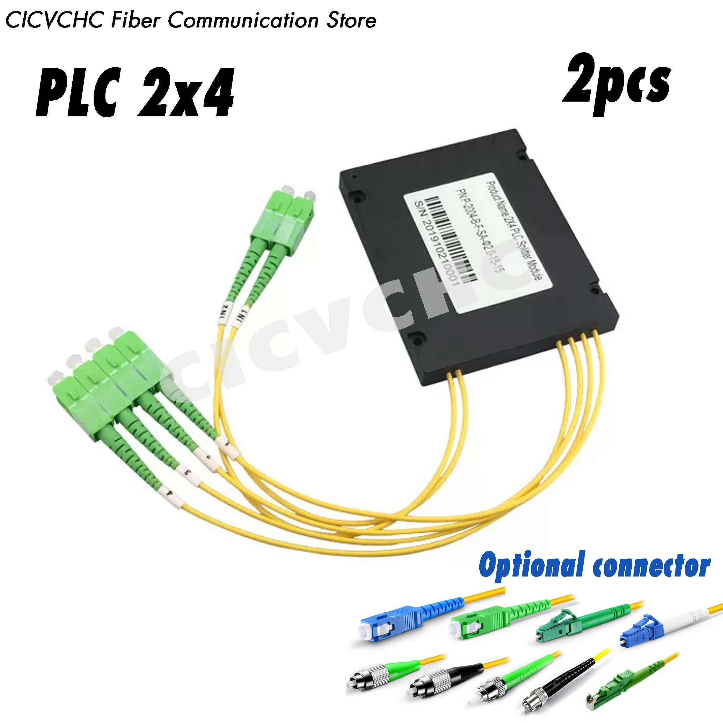 2pcs 2x4 PLC Optical Splitter, GEPON ABS Module, Singe Mode Fiber, SMA905, SC, LC, FC, ST, E2000 Connector, 1m length, 2mm tube
2pcs 2x4 PLC Optical Splitter, GEPON ABS Module, Singe Mode Fiber, SMA905, SC, LC, FC, ST, E2000 Connector, 1m length, 2mm tube