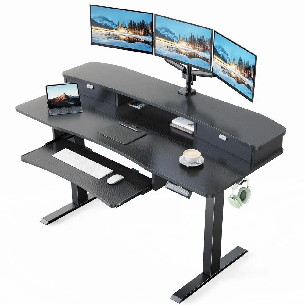 55 x 26 Electric Standing Desk with 2 Drawers amp 26.7 Large Keyboard Tray, CClamp Mount Compatible, Adjustable Computer Desk f
55 x 26 Electric Standing Desk with 2 Drawers amp 26.7 Large Keyboard Tray, CClamp Mount Compatible, Adjustable Computer Desk f