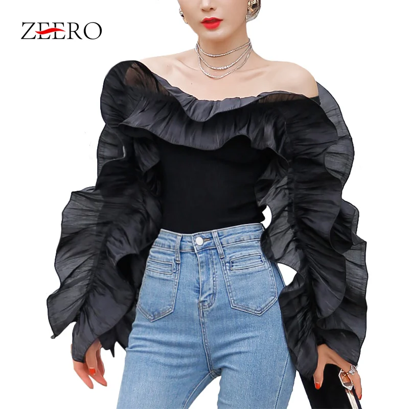 Korean Fashion Spring Women Long Brtterfly Sleeve Slash Neck Ruffles Blouse Womens Sexy White Cropped Shirts Ladies Tops Mujer
Korean Fashion Spring Women Long Brtterfly Sleeve Slash Neck Ruffles Blouse Womens Sexy White Cropped Shirts Ladies Tops Mujer