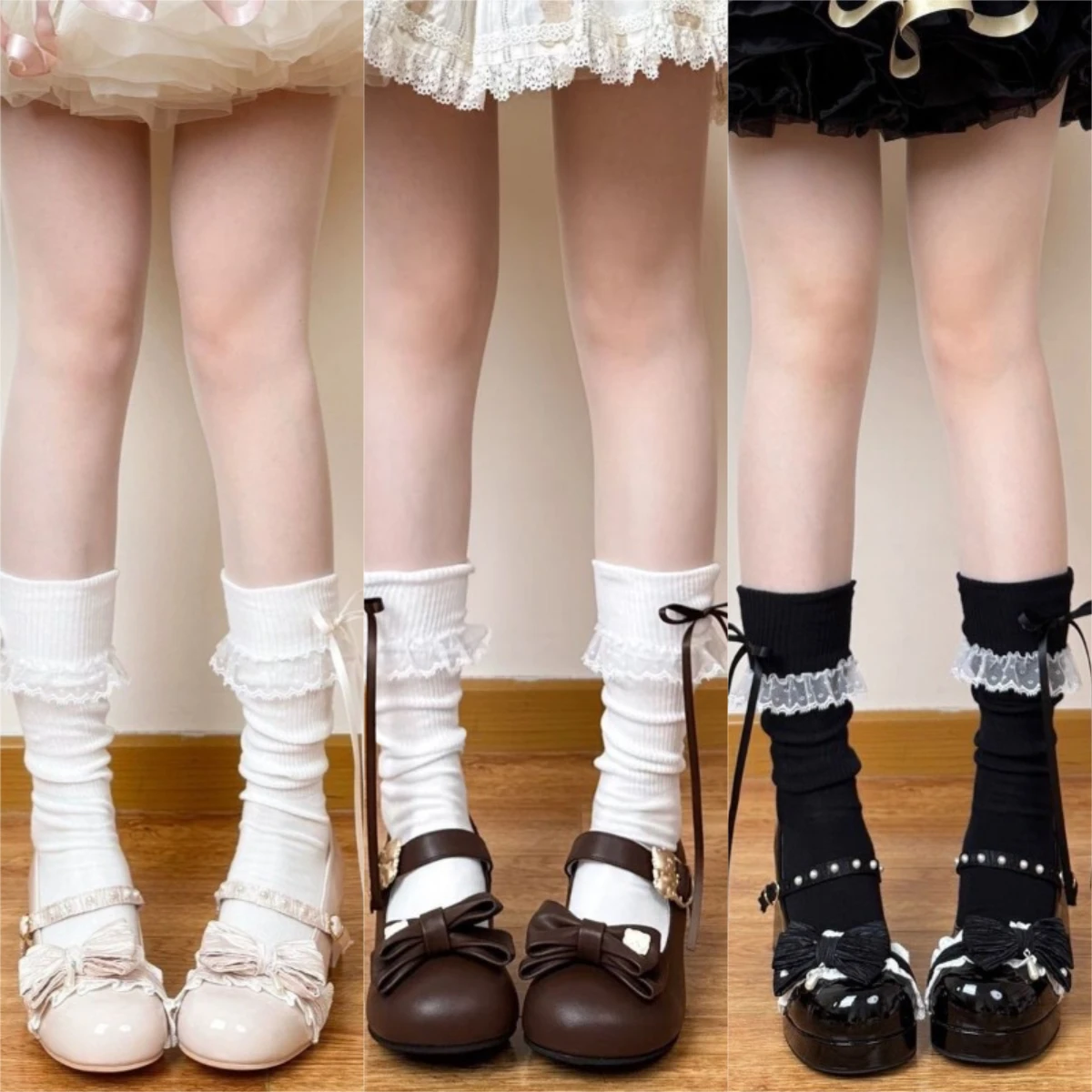 Lolita Over Knee-high Socks Cotton Sweet Lace Bow Ribbon Kawaii Calf-length Socks Thigh-high Stockings JK Cosplay Accessories
Lolita Over Knee-high Socks Cotton Sweet Lace Bow Ribbon Kawaii Calf-length Socks Thigh-high Stockings JK Cosplay Accessories