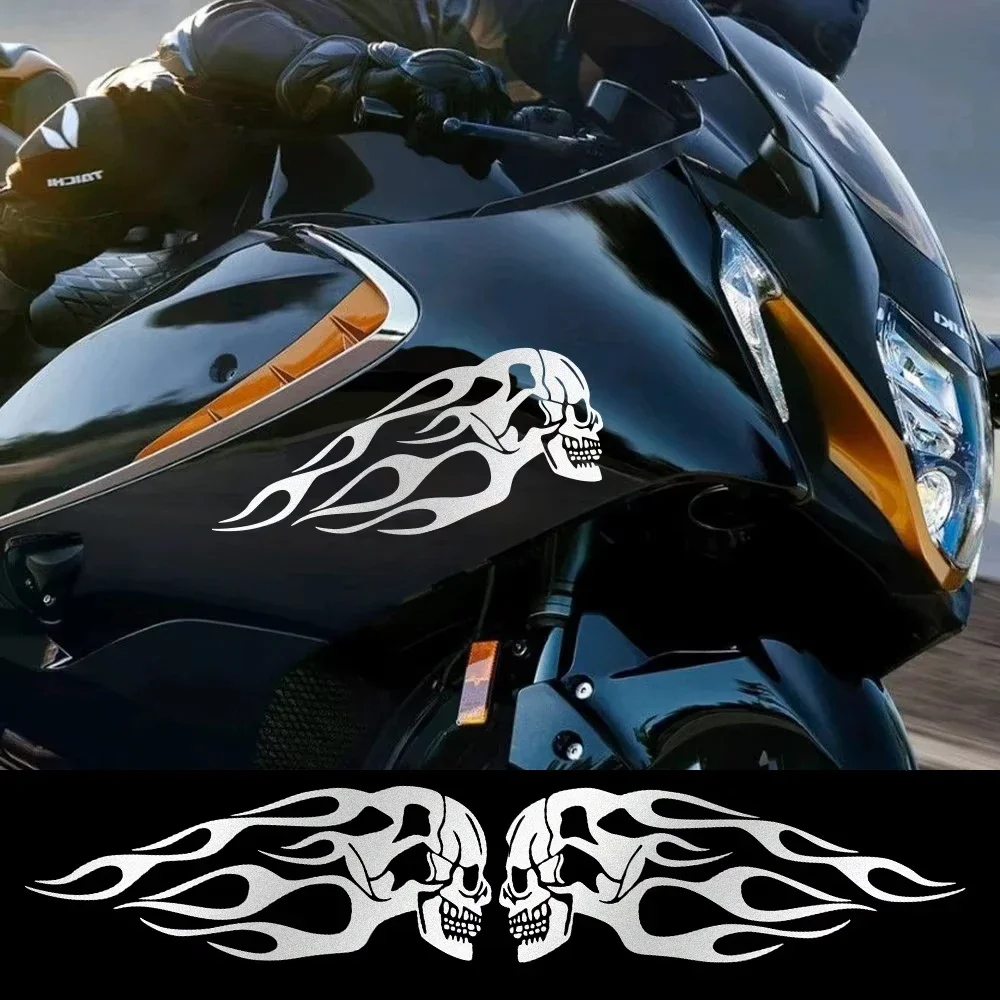 2PCS Motorcycle Oil Tank Stickers Creative Universal Motorbike Flame Skull Decals Tank Reflective Waterproof Decor Accessories
2PCS Motorcycle Oil Tank Stickers Creative Universal Motorbike Flame Skull Decals Tank Reflective Waterproof Decor Accessories
