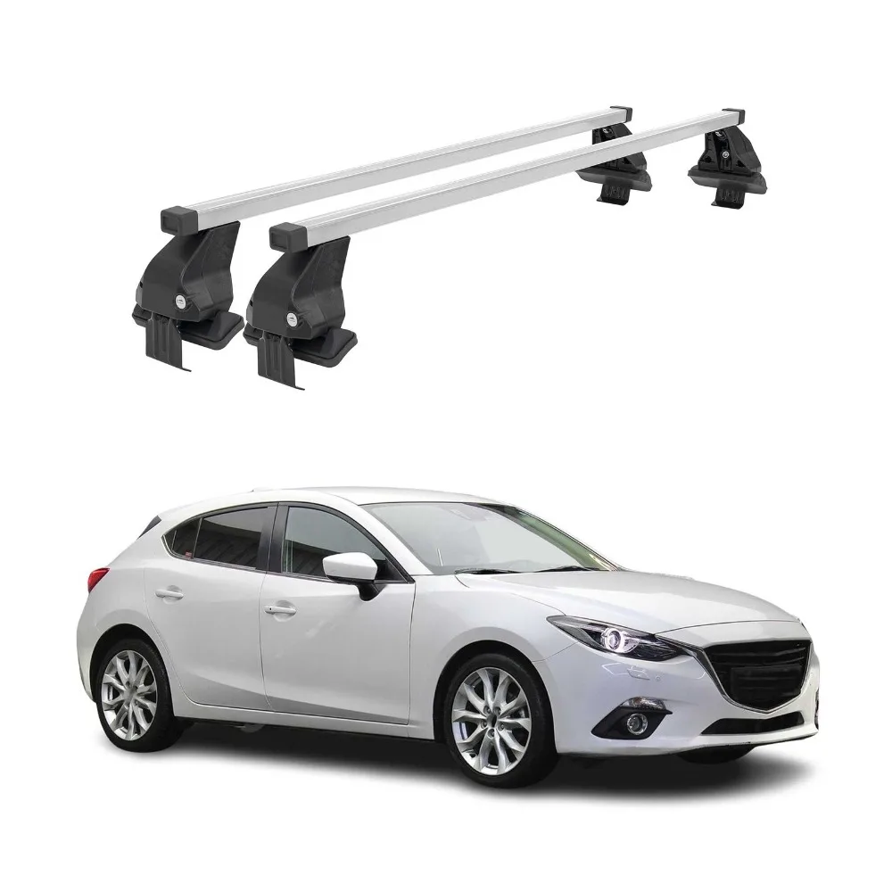 For Mazda 3 Hatchback 2014-2018 Smooth Roof Racks Cross Bars Gray 2Pcs