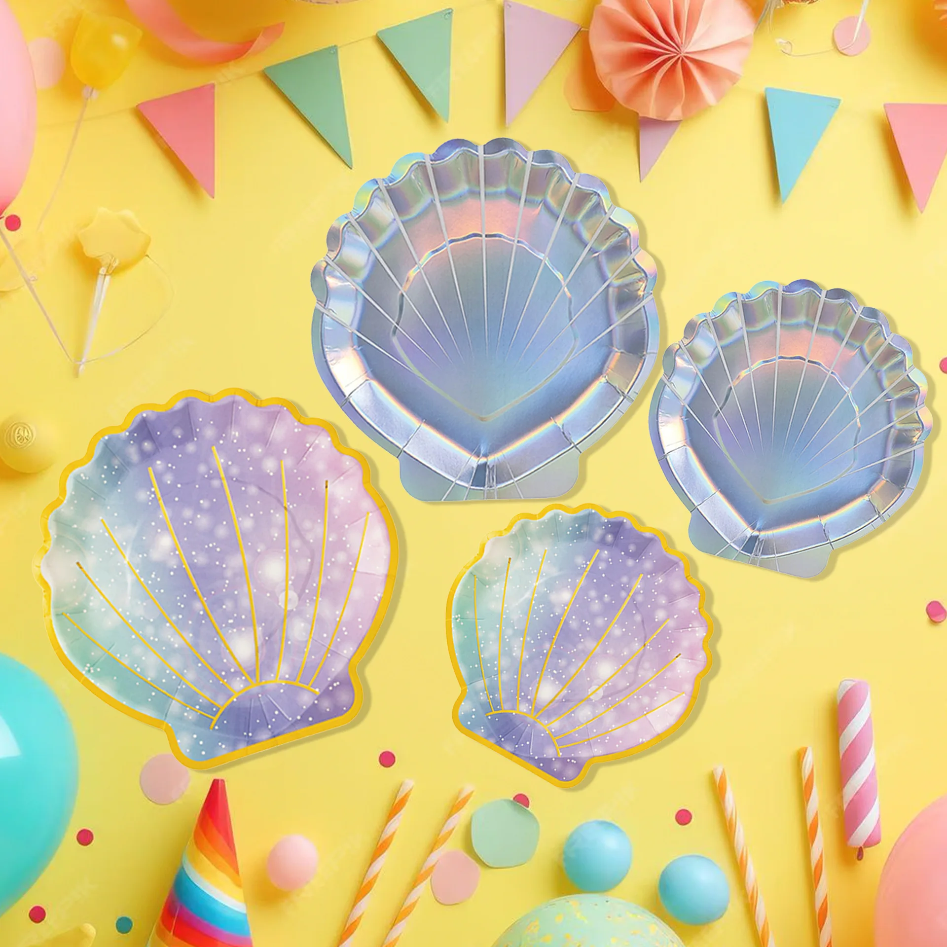 10Pcs Ocean Theme Party Shell Shaped Paper Plates Under The Sea Laser Shell Alien Paper Tray Happy Summer Birthday Party Decor
10Pcs Ocean Theme Party Shell Shaped Paper Plates Under The Sea Laser Shell Alien Paper Tray Happy Summer Birthday Party Decor
