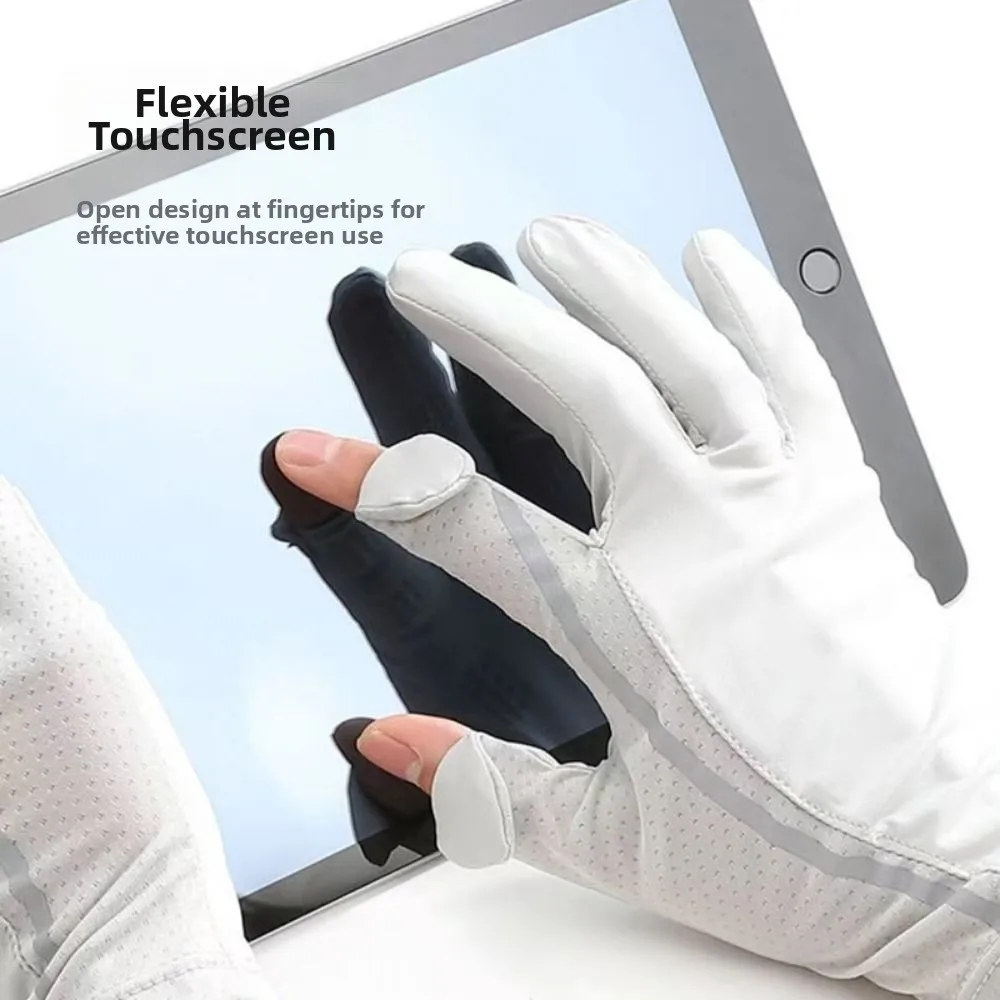 Non-Slip Sun Protection Gloves Reflective Waterproof Ice Silk Riding Gloves Breathable Lightweight Summer Driving Mittens