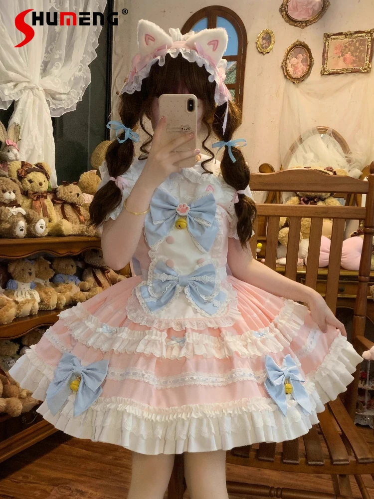 Original Japanese Sweet Cute Princess JSK Dresses Flying Sleeve 3D Bows High Waist Slim A-line Kawaii Lolita Dress Women Summer
Original Japanese Sweet Cute Princess JSK Dresses Flying Sleeve 3D Bows High Waist Slim A-line Kawaii Lolita Dress Women Summer