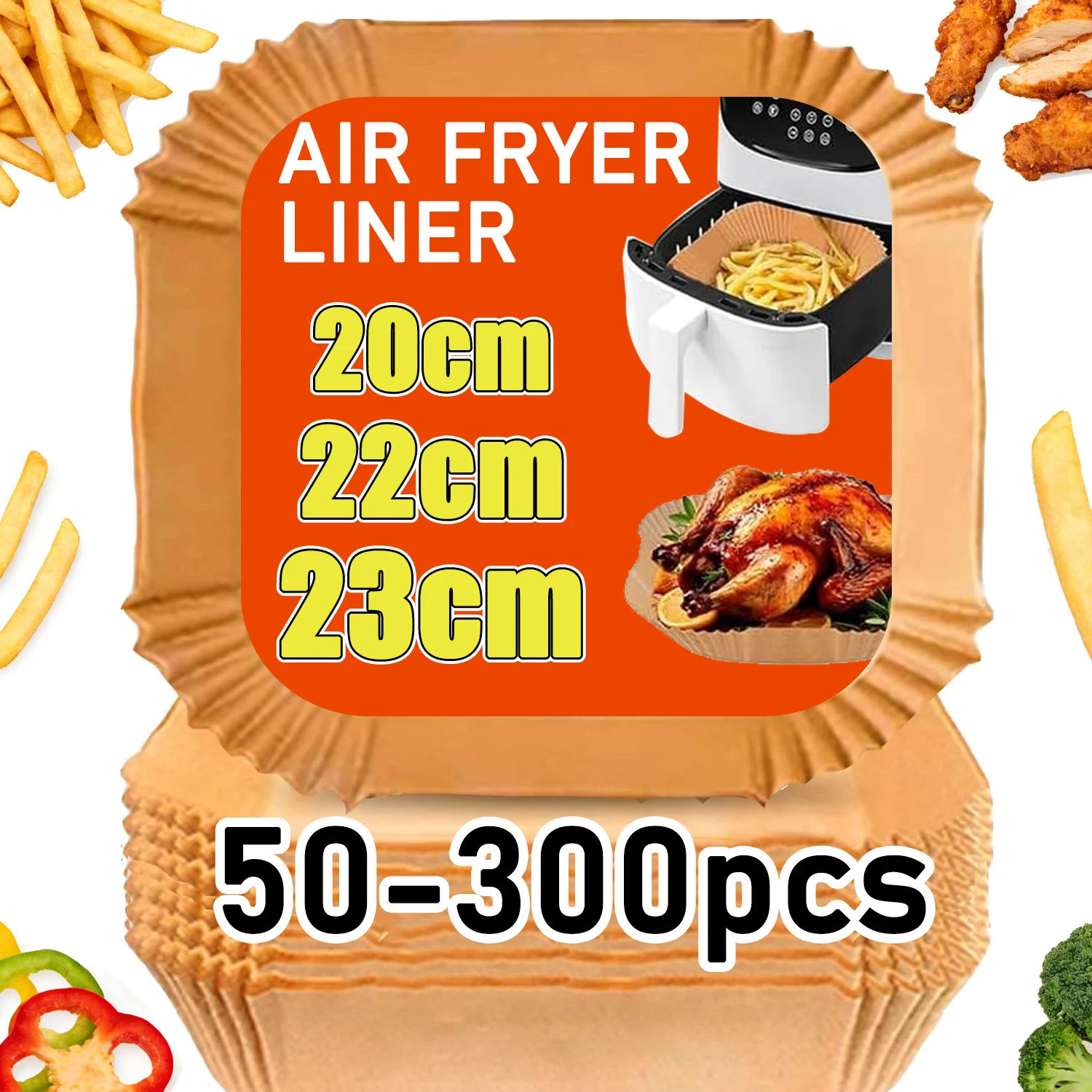 20/22/23cm Air Fryer Paper Liners Disposable Non-stick Oil-proof Baking Paper Liner for Oven Microwave Roasting Baking Accessori
20/22/23cm Air Fryer Paper Liners Disposable Non-stick Oil-proof Baking Paper Liner for Oven Microwave Roasting Baking Accessori