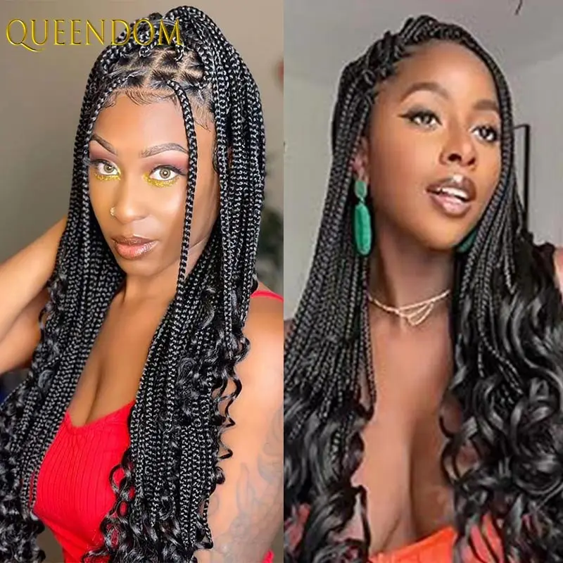 30# Ombre Full Lace Braided Wigs Synthetic Knotless Box Braided Lace Wig with Baby Hair Bouncy Wavy for Black Women
30# Ombre Full Lace Braided Wigs Synthetic Knotless Box Braided Lace Wig with Baby Hair Bouncy Wavy for Black Women