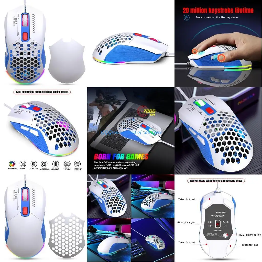 H9EB 7200DPI Gaming Mouse RGB Gaming Mouse Honeycomb Hollow For Desktop Laptop
H9EB 7200DPI Gaming Mouse RGB Gaming Mouse Honeycomb Hollow For Desktop Laptop