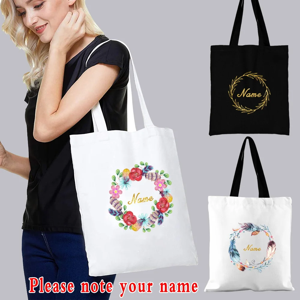 Women Canvas Shoulder Bags Custom Personality Name Casual Handbag Flower Tote Bag Reusable Large Capacity Shopping Beach Bag
Women Canvas Shoulder Bags Custom Personality Name Casual Handbag Flower Tote Bag Reusable Large Capacity Shopping Beach Bag