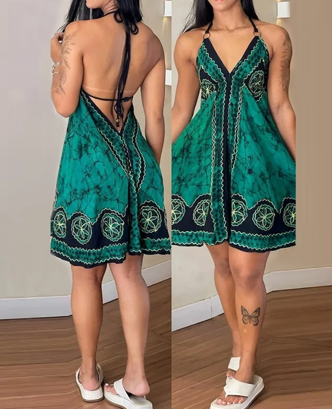 Sexy Elegant Dresses for Women Floral Tie Dye Print Halter Backless Dress New Fashion 2024 Summer Casual Female Clothing Outfits
Sexy Elegant Dresses for Women Floral Tie Dye Print Halter Backless Dress New Fashion 2024 Summer Casual Female Clothing Outfits