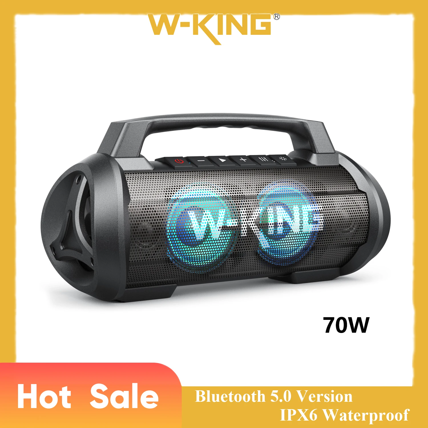 W-King D10 70W Portable Bluetooth Speaker w/Subwoofers/Bass Boost, IPX6 Waterproof RGB Party Light Power Bank Karaoke & Mic Port
W-King D10 70W Portable Bluetooth Speaker w/Subwoofers/Bass Boost, IPX6 Waterproof RGB Party Light Power Bank Karaoke & Mic Port