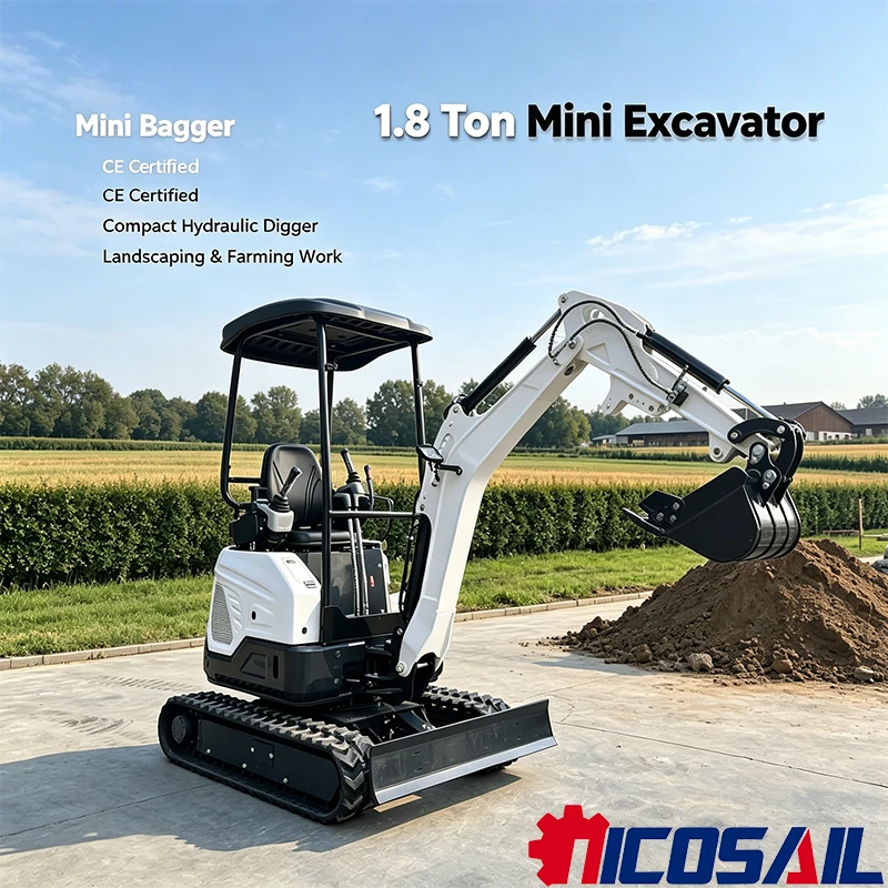 1.8Ton Mini Excavator Mini Bagger CE Certified Compact Hydraulic Digger for Landscaping Farming Construction Work
1.8Ton Mini Excavator Mini Bagger CE Certified Compact Hydraulic Digger for Landscaping Farming Construction Work