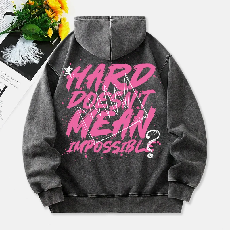 Женская толстовка с капюшоном Hard Don't Mean Impossible, хлопковые топы с надписью, пуловер большого размера с длинными рукавами и карманами, винтажная женская толстовка
Женская толстовка с капюшоном Hard Don't Mean Impossible, хлопковые топы с надписью, пуловер большого размера с длинными рукавами и карманами, винтажная женская толстовка