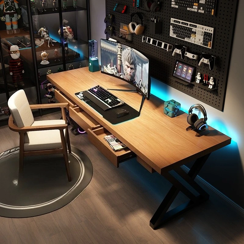 Gaming table with shelves Bedroom desk Double study table with drawers Desktop computer Office
Gaming table with shelves Bedroom desk Double study table with drawers Desktop computer Office