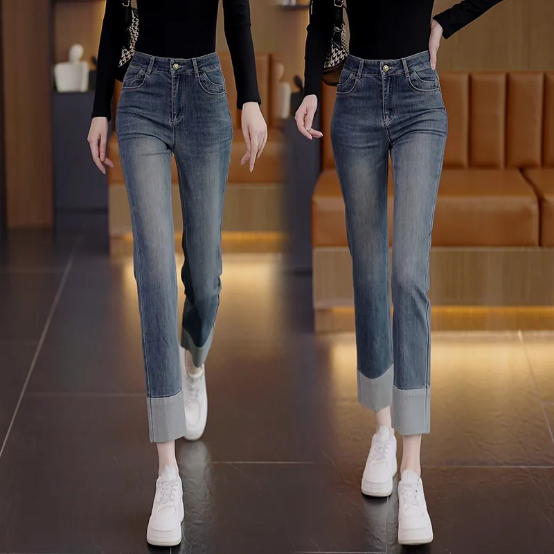 Cement Gray Wide Leg Jeans women's High Waist Slim Loose Drop Spring And Autumn Straight Pants Rolled Edge
Cement Gray Wide Leg Jeans women's High Waist Slim Loose Drop Spring And Autumn Straight Pants Rolled Edge