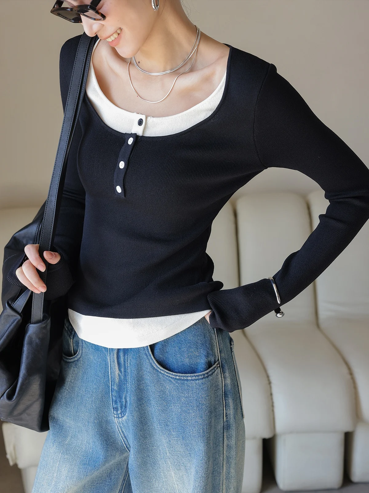 JWUNIQUE Женский круглый вязаный топ Ne Long Sve, искусственный двухсекционный базовый топ, осень-зима, новый, простой, для поездок на работу, слэ...
JWUNIQUE Женский круглый вязаный топ Ne Long Sve, искусственный двухсекционный базовый топ, осень-зима, новый, простой, для поездок на работу, слэ...