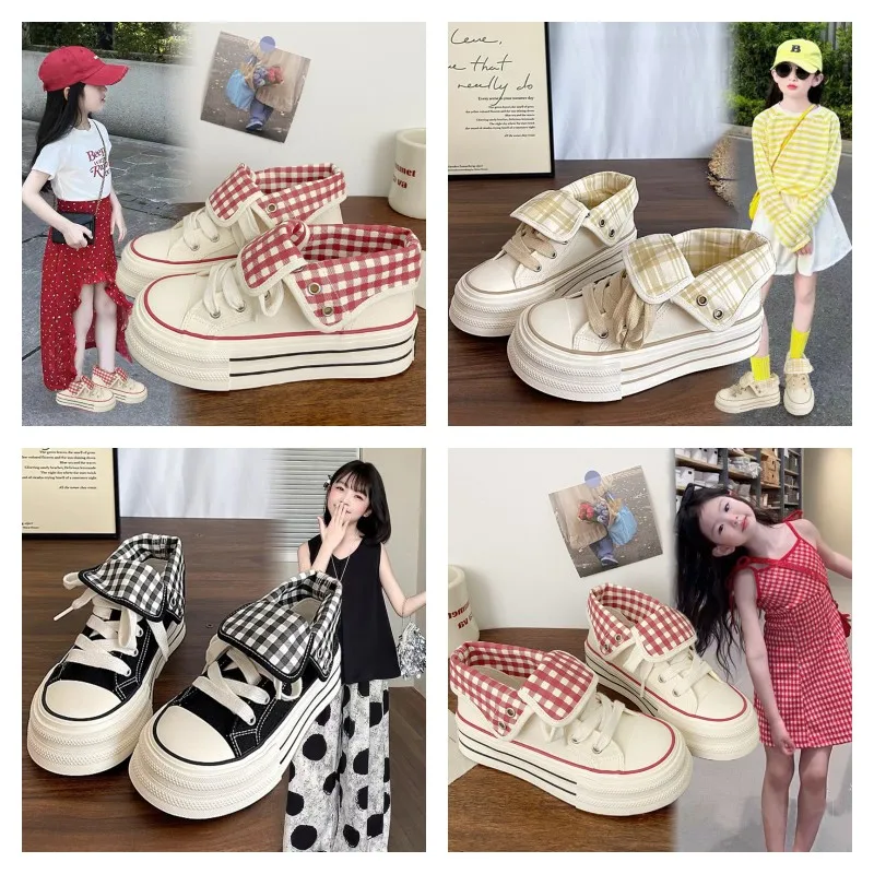 Children's Plaid Canvas Shoes Thick Sole Casual Lace Up Sneakers Fashion Streetwear Comfortable Walking Footwear for Girls Shoes
Children's Plaid Canvas Shoes Thick Sole Casual Lace Up Sneakers Fashion Streetwear Comfortable Walking Footwear for Girls Shoes