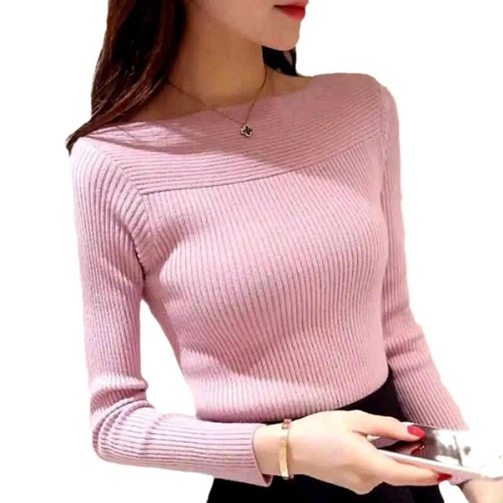 Women's Long-Sleeved Slim-Fit Pullover Sweater Warm-Keeping Base Shirt One-Neck Knitwear All-Match New Thread Fashion Top
Women's Long-Sleeved Slim-Fit Pullover Sweater Warm-Keeping Base Shirt One-Neck Knitwear All-Match New Thread Fashion Top