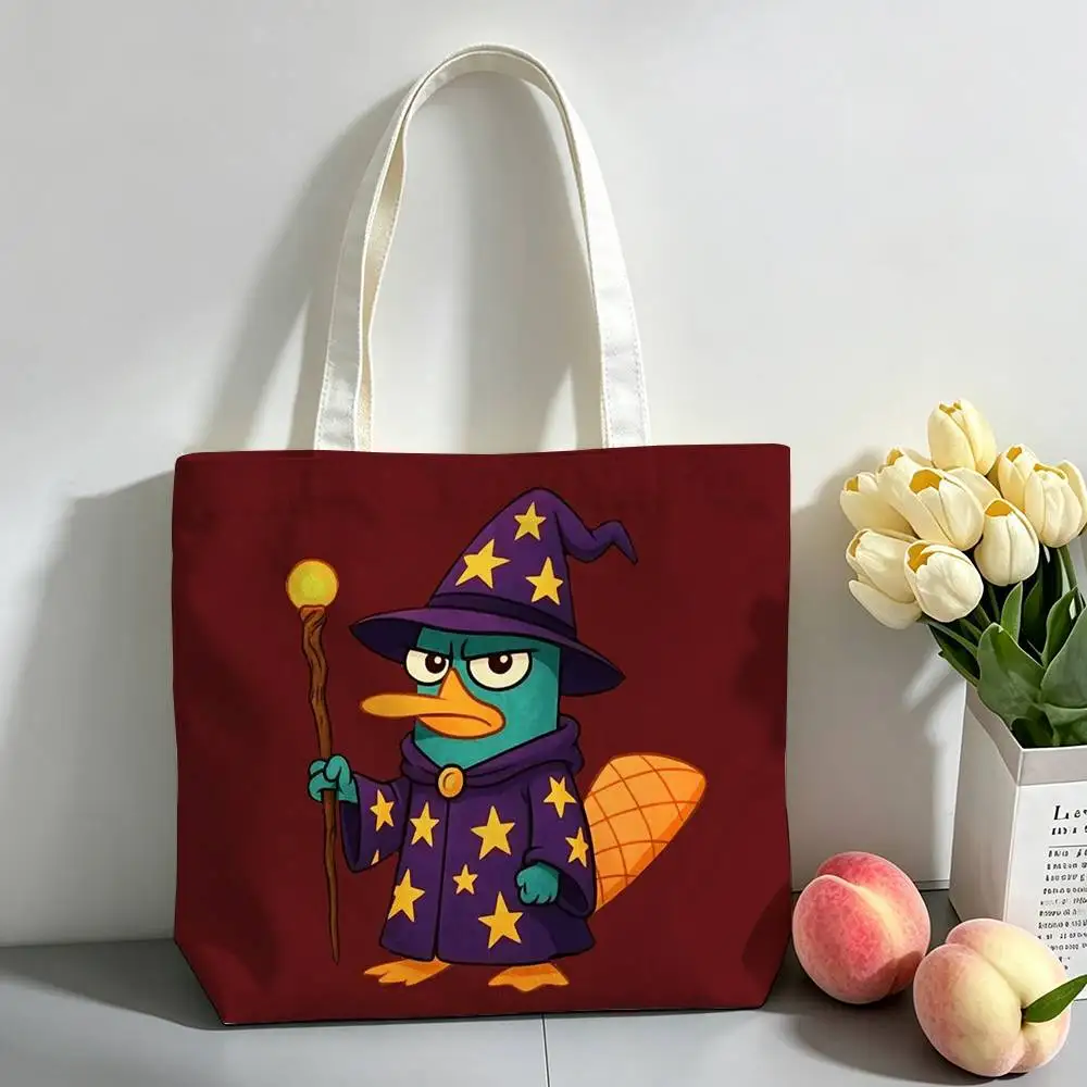Cute Cartoon P-Perry The Platypus Printed Canvas Tote Bag Shoulder Bag Commuter Mommy Shopping Bag
Cute Cartoon P-Perry The Platypus Printed Canvas Tote Bag Shoulder Bag Commuter Mommy Shopping Bag