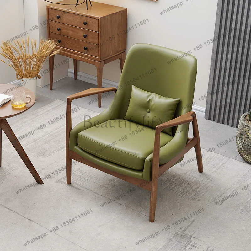 Nordic simple style single sofa chair solid wood frame leather seat cushion leisure chair
Nordic simple style single sofa chair solid wood frame leather seat cushion leisure chair