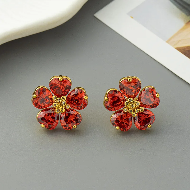 French Light Luxury Style Sparkling Cherry Blossom Earrings Little Zircon Flower Temperament Versatile Stud Earrings for Women
French Light Luxury Style Sparkling Cherry Blossom Earrings Little Zircon Flower Temperament Versatile Stud Earrings for Women
