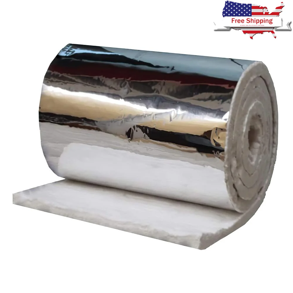 High Temp Ceramic Fireproof Insulation Blanket 2400F Rated 75" x 6.20' x 24" Aluminum Foil Backed Heat Shield
High Temp Ceramic Fireproof Insulation Blanket 2400F Rated 75" x 6.20' x 24" Aluminum Foil Backed Heat Shield