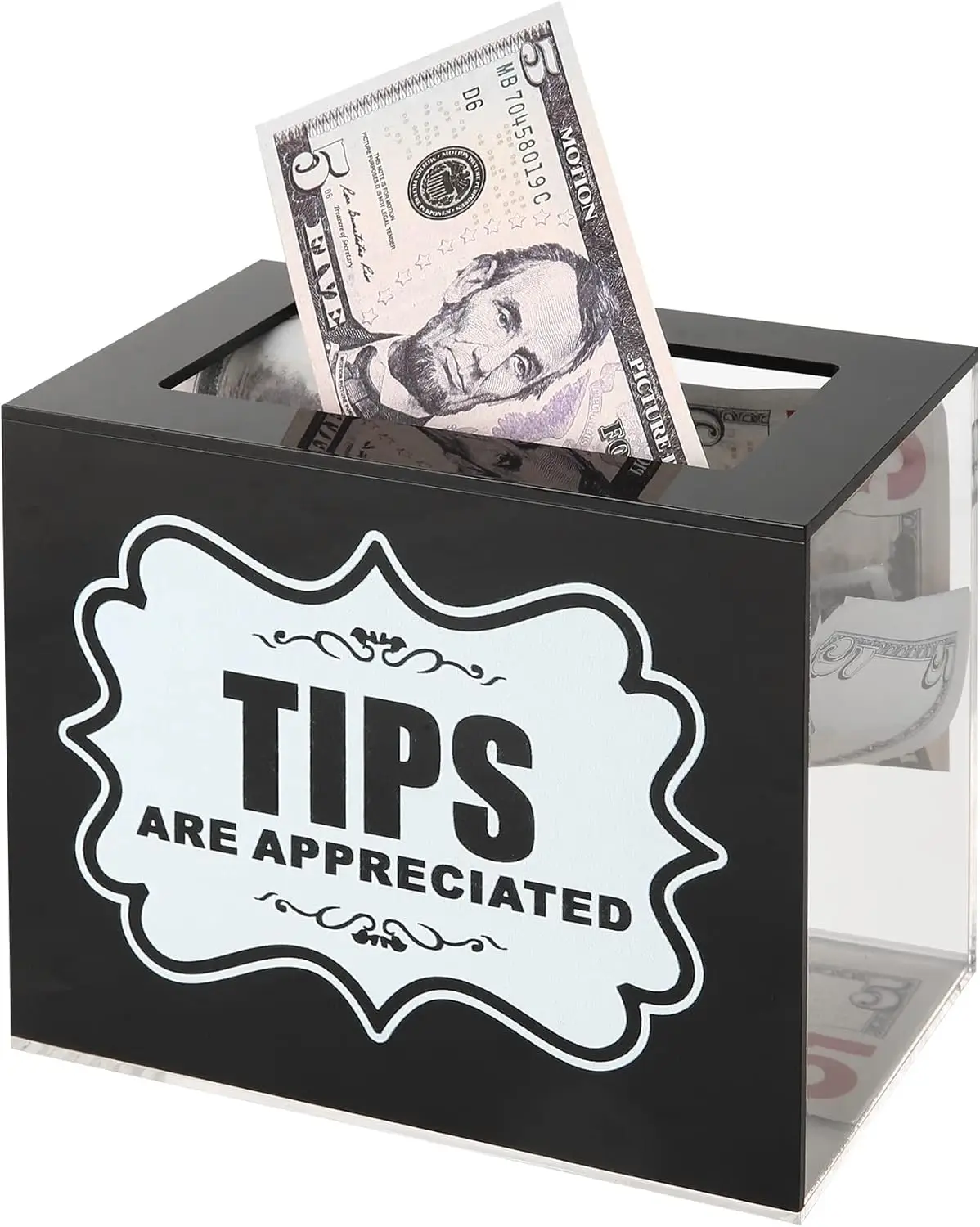Acrylic Tip Collection Jar Donation Box with Money Slot, 6x5x4 Inches, Clear
Acrylic Tip Collection Jar Donation Box with Money Slot, 6x5x4 Inches, Clear