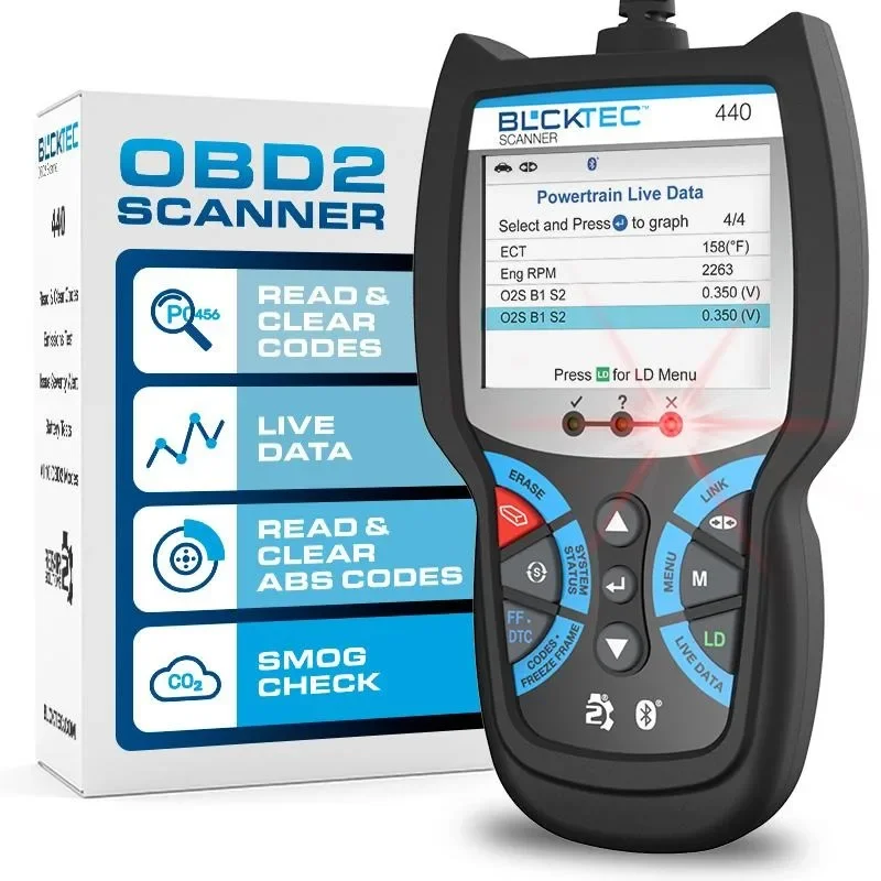 Сканер OBD2 BLCKTEC 440 — Инструмент считывания и сканирования автомобильных кодов — Автомобильный сканер — Допомагайте исправление проверку выпуклов света двигателя и многое другое
Сканер OBD2 BLCKTEC 440 — Инструмент считывания и сканирования автомобильных кодов — Автомобильный сканер — Допомагайте исправление проверку выпуклов света двигателя и многое другое