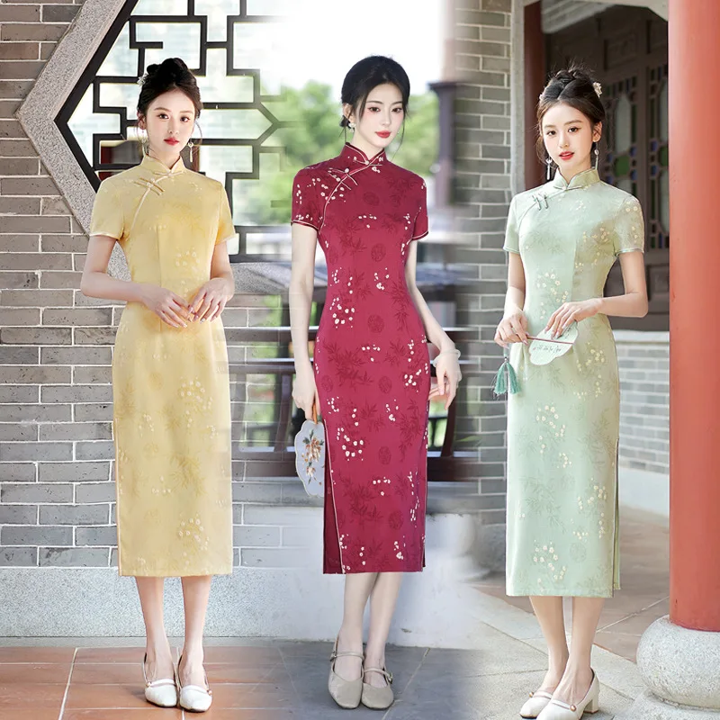 Summer Vintage Floral Print Cheongsam Short Sleeve Retro Chinese Qipao Dress Women Chinese Traditional Dress Hanfu CH-015
Summer Vintage Floral Print Cheongsam Short Sleeve Retro Chinese Qipao Dress Women Chinese Traditional Dress Hanfu CH-015