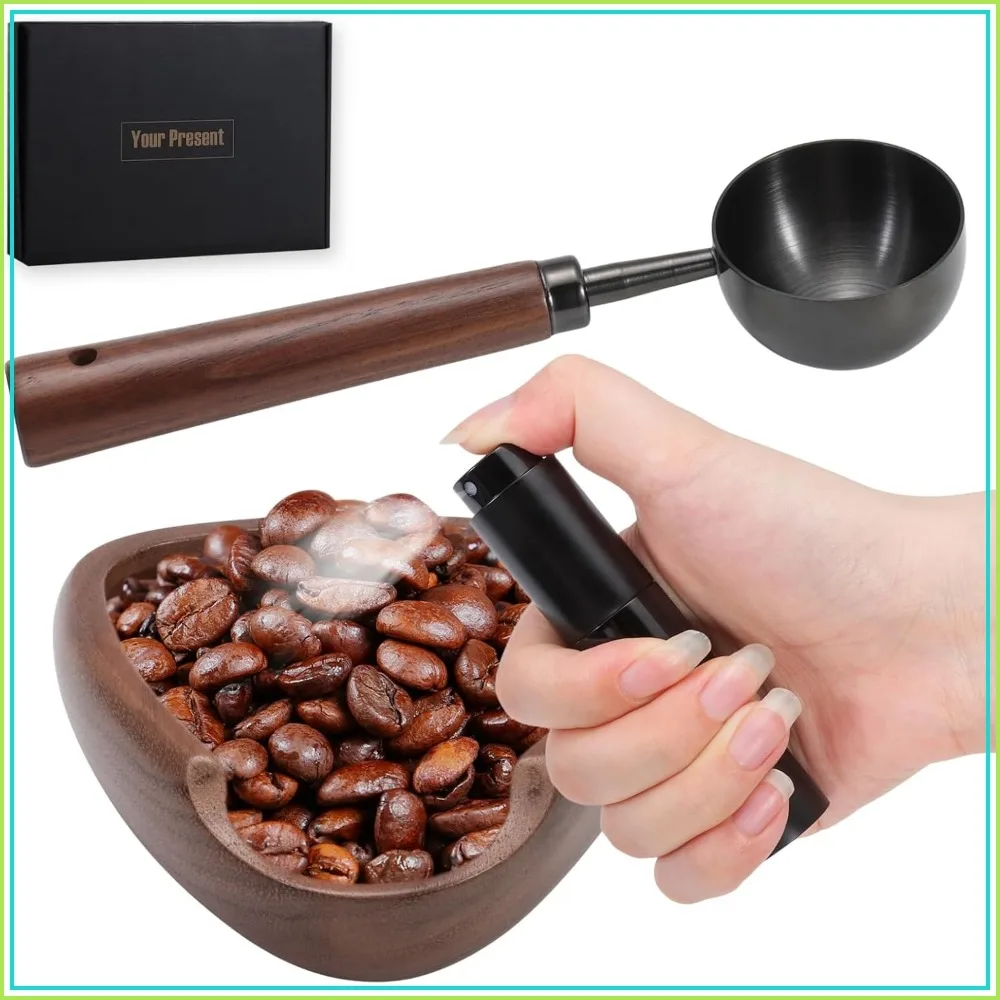 3pcs Coffee Bean Dosing Cup Set with Walnut Wood Cups, Stainless Steel Spoon, Spray Bottle - Precise Measuring for Espresso Tea Coffee Bar Accessories
3pcs Coffee Bean Dosing Cup Set with Walnut Wood Cups, Stainless Steel Spoon, Spray Bottle - Precise Measuring for Espresso Tea Coffee Bar Accessories