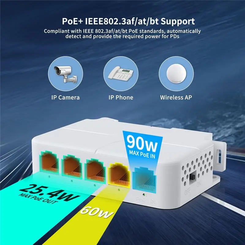 3Pcs 5 Port Gigabit POE Extender 100/1000Mbps 1 In 4 Out Poe Repeater DIN Rail For 48V POE Camera Wierless AP CCTV-A32R
3Pcs 5 Port Gigabit POE Extender 100/1000Mbps 1 In 4 Out Poe Repeater DIN Rail For 48V POE Camera Wierless AP CCTV-A32R