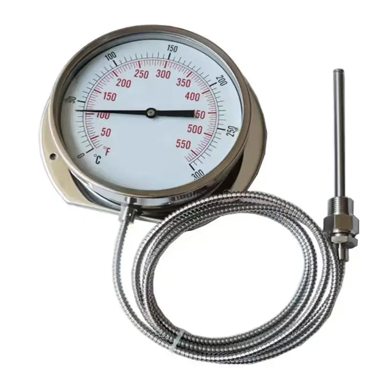 Industrial Stainless Steel Temperature Gauge Gas Filled Reading Dial Capillary Thermometer with Remote Reading
Industrial Stainless Steel Temperature Gauge Gas Filled Reading Dial Capillary Thermometer with Remote Reading