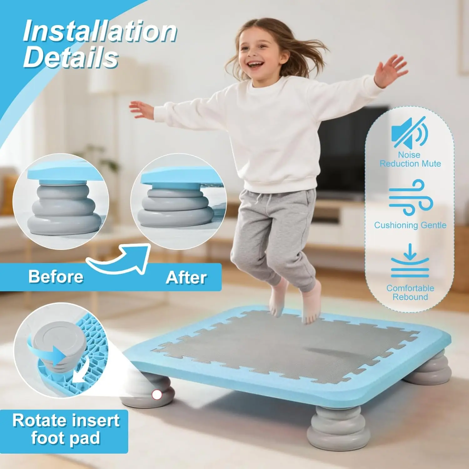 Toddler Trampoline, Stable Bouncing Bed Sensory Training for Children Kids, for Children's Day gifts, Creative Holiday Gifts
Toddler Trampoline, Stable Bouncing Bed Sensory Training for Children Kids, for Children's Day gifts, Creative Holiday Gifts
