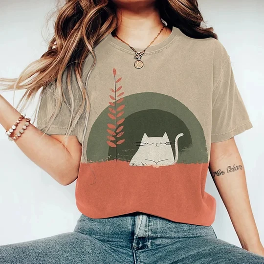 Abstract Lovely Cat Pattern Women Spring Summer O Neck Short Sleeved Loose Breathable T Shirt
Abstract Lovely Cat Pattern Women Spring Summer O Neck Short Sleeved Loose Breathable T Shirt