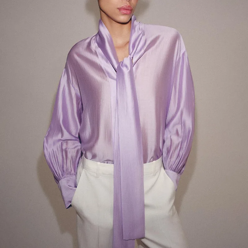 Elegant Long Sleeve Women's Shirt with Sash Sexy Loose Fit Versatile Top for Commuting Polyester Fabric Summer 2026 Pure Color
Elegant Long Sleeve Women's Shirt with Sash Sexy Loose Fit Versatile Top for Commuting Polyester Fabric Summer 2026 Pure Color