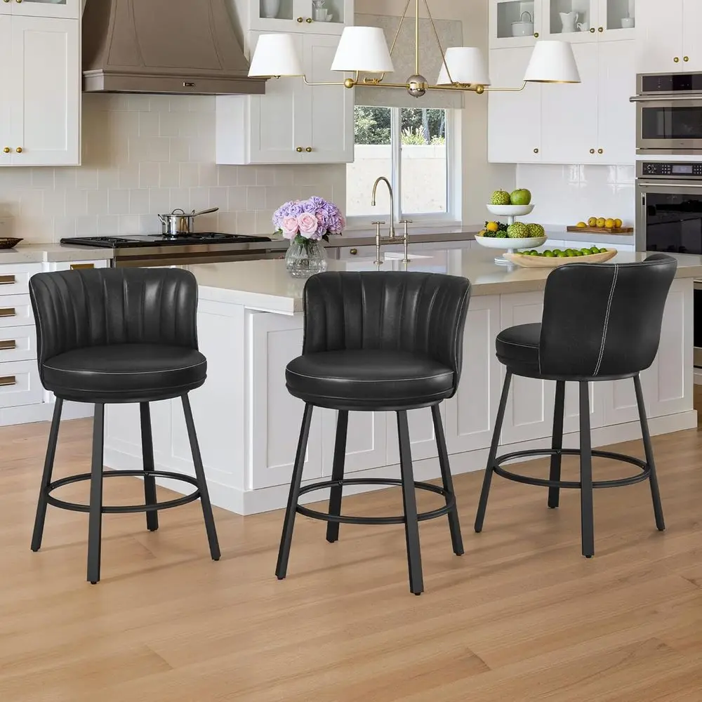 Set of 3 26 Swivel Leather Bar Stools, Counter Height with Backs and Metal Legs, Rustic Upholstered Chairs for Kitchen Island, B
Set of 3 26 Swivel Leather Bar Stools, Counter Height with Backs and Metal Legs, Rustic Upholstered Chairs for Kitchen Island, B
