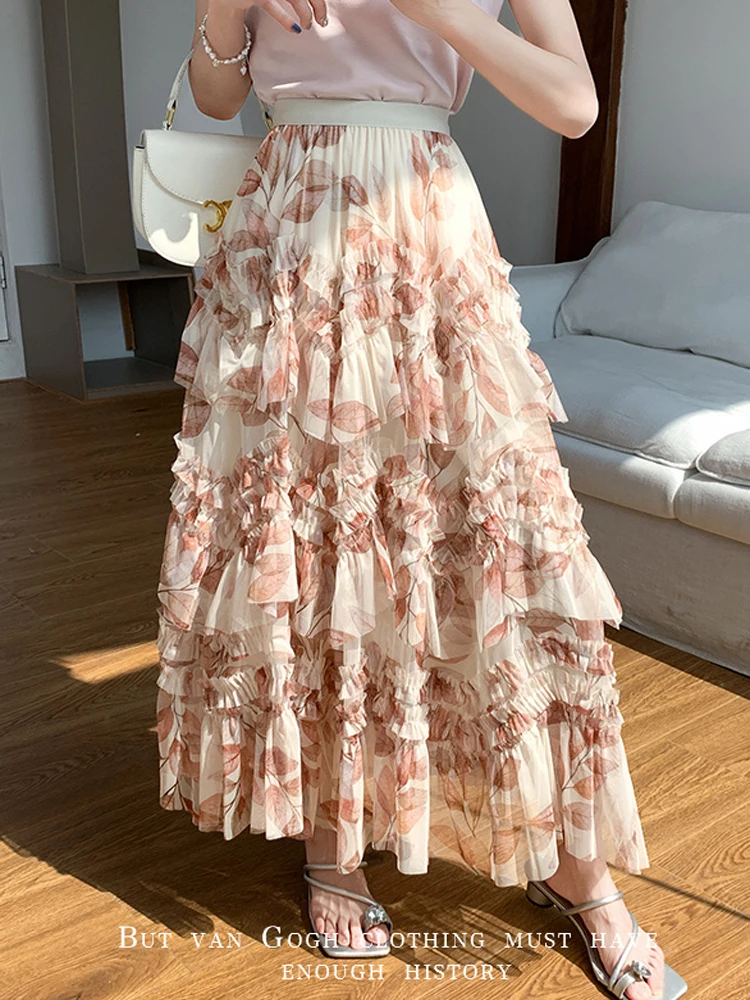 French Temperament Women Floral Print Tulle Mesh Skirt Elegant Elastic Waist Fairy Long Skirt 2025 Spring Ruffles Cake Skirts
French Temperament Women Floral Print Tulle Mesh Skirt Elegant Elastic Waist Fairy Long Skirt 2025 Spring Ruffles Cake Skirts