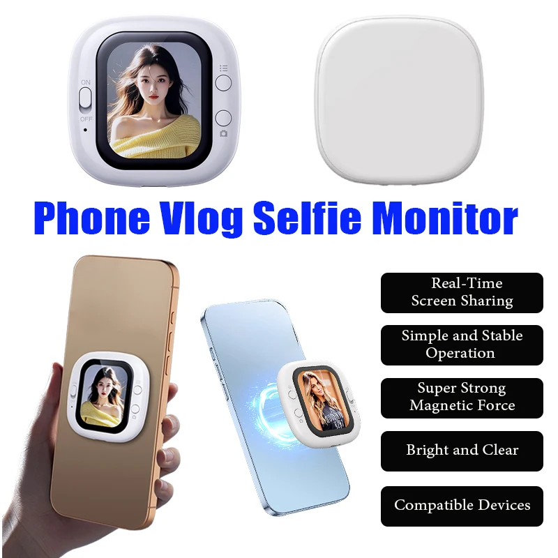 Wired Magnetic Rear Camera Phone Mini Vlog Selfie Monitor Phone Screen Monitoring Device For Live Streaming and Shooting
Wired Magnetic Rear Camera Phone Mini Vlog Selfie Monitor Phone Screen Monitoring Device For Live Streaming and Shooting
