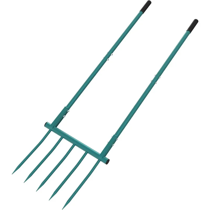 5 Tines 20 in Broadfork Hand Tiller, 55 inch Heigh Pitch Fork, Ergonomic U-Shaped Design, Spading Diggin
5 Tines 20 in Broadfork Hand Tiller, 55 inch Heigh Pitch Fork, Ergonomic U-Shaped Design, Spading Diggin