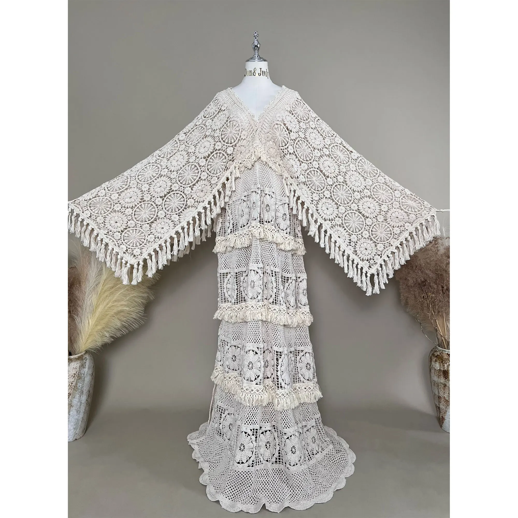 Don&Judy Bohemian Floral Cutout Wedding Dress Fringe Long Sleeve Vintage Pregnancy Maternity Photoshoot Dresses Bride Party Gown
Don&Judy Bohemian Floral Cutout Wedding Dress Fringe Long Sleeve Vintage Pregnancy Maternity Photoshoot Dresses Bride Party Gown