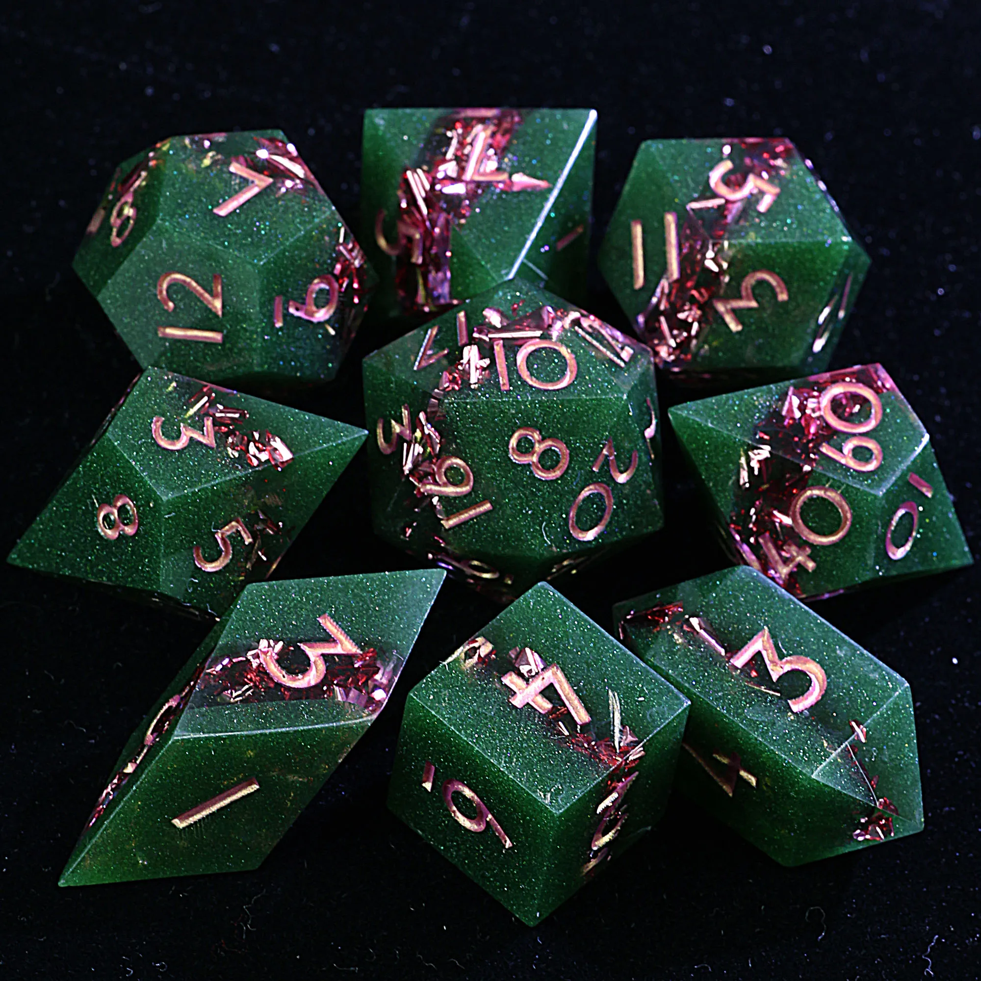 9 Polyhedral Resin D and D set of Dice Abyssal Crown Foil
9 Polyhedral Resin D and D set of Dice Abyssal Crown Foil