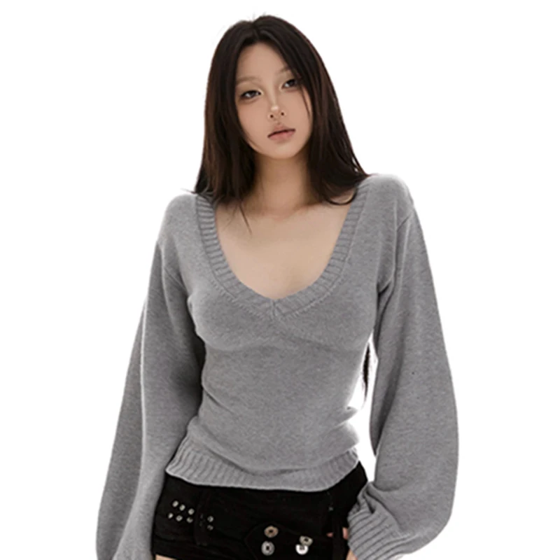 Streetwear Sweater Women Fashion Sexy V Neck Knitted Pullovers Y2K Korean Lantern Long Sleeve Knitwears Autumn Winter Jumpers
Streetwear Sweater Women Fashion Sexy V Neck Knitted Pullovers Y2K Korean Lantern Long Sleeve Knitwears Autumn Winter Jumpers