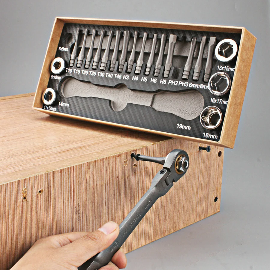 Multifunctional Ratchet Spanner Wrench Set Flexible Head Ratchet Double Box Wrench Socket Screwdriver Bits Auto Repairing Tool
Multifunctional Ratchet Spanner Wrench Set Flexible Head Ratchet Double Box Wrench Socket Screwdriver Bits Auto Repairing Tool