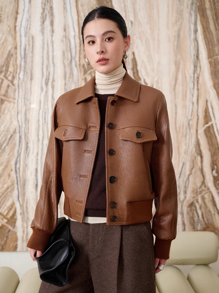 Vintage Short Genuine Leather Jackets for Women Spring Autumn 2026 New High-end Simple Lychee Texture Real Sheepskin Bomber Coat
Vintage Short Genuine Leather Jackets for Women Spring Autumn 2026 New High-end Simple Lychee Texture Real Sheepskin Bomber Coat