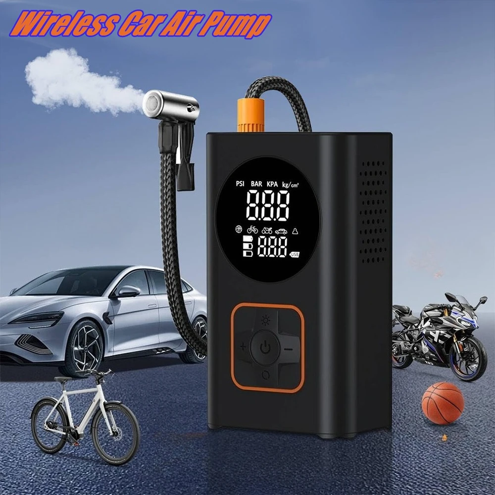 Electric Tire Inflator Wireless Car Air Compressor Rechargeable Digital Display Air Pump for Car Sedan Bike Motorcycle LED Light
Electric Tire Inflator Wireless Car Air Compressor Rechargeable Digital Display Air Pump for Car Sedan Bike Motorcycle LED Light