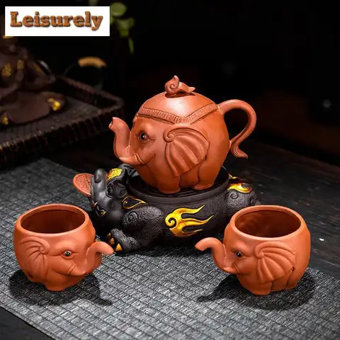 Creative Purple Clay Teapot Cute Elephant Model Filter Kettle Household Zisha Tea Set Chinese Customized Beauty Cha Tea Infuser