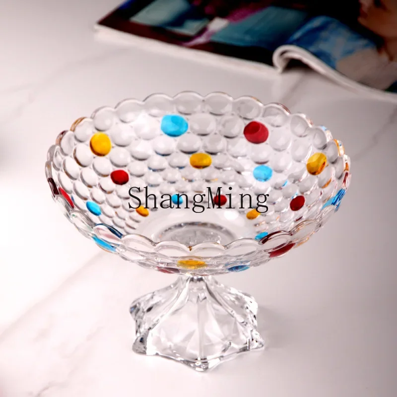 CL colored painted glass fruit plate, tall dried fruit snack plate, household living room crystal glass fruit basin
CL colored painted glass fruit plate, tall dried fruit snack plate, household living room crystal glass fruit basin