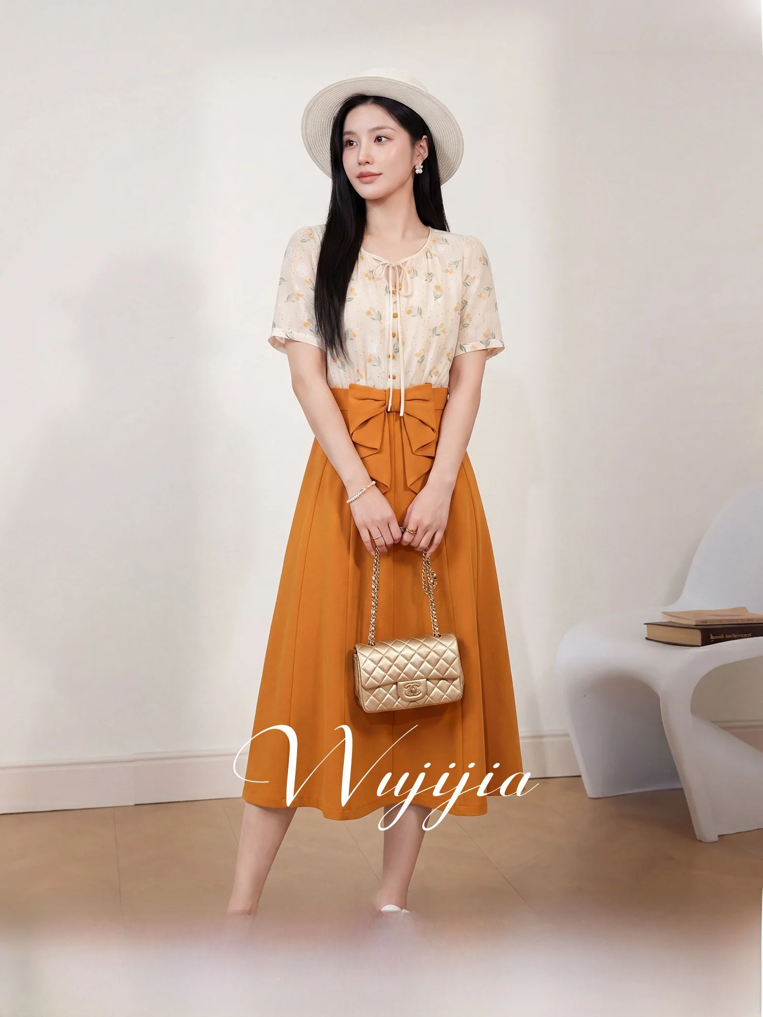 Slimming Fashionable Summer Dress Apricot And Yellow Patchwork High Waist A-Line Skirt Knot Polyester Fiber Dress
Slimming Fashionable Summer Dress Apricot And Yellow Patchwork High Waist A-Line Skirt Knot Polyester Fiber Dress