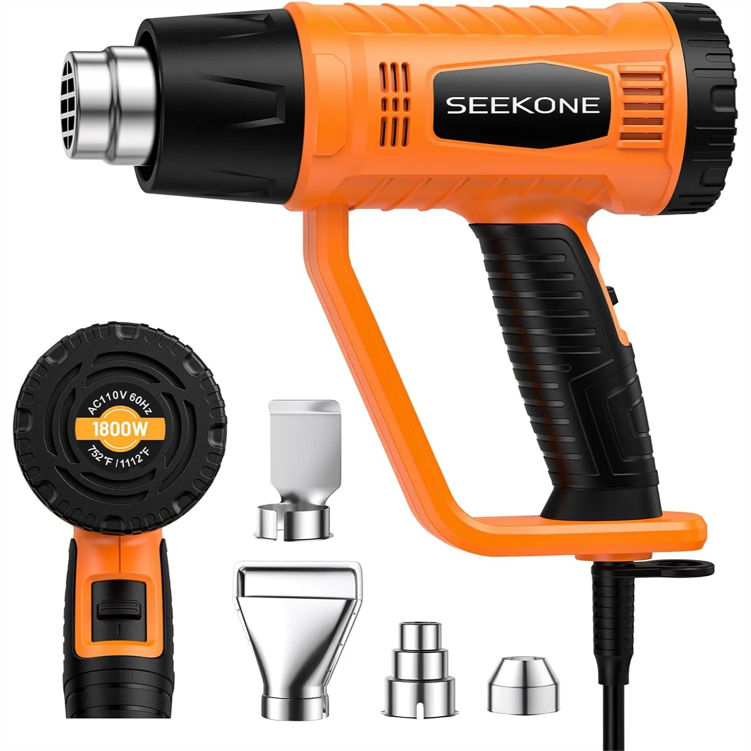 Heat Gun 1800W Fast Heat Hot Air Gun Kit with 752℉ & 1112℉ Dual-Temperature Settings and 4 Nozzles for Crafts, Shrinking PVC
Heat Gun 1800W Fast Heat Hot Air Gun Kit with 752℉ & 1112℉ Dual-Temperature Settings and 4 Nozzles for Crafts, Shrinking PVC